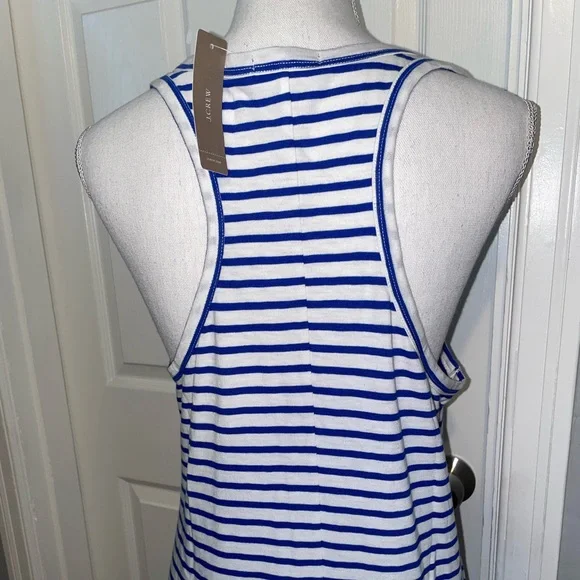 NWT J Crew Blue and White Stripe Tank Dress - Picture 7 of 9